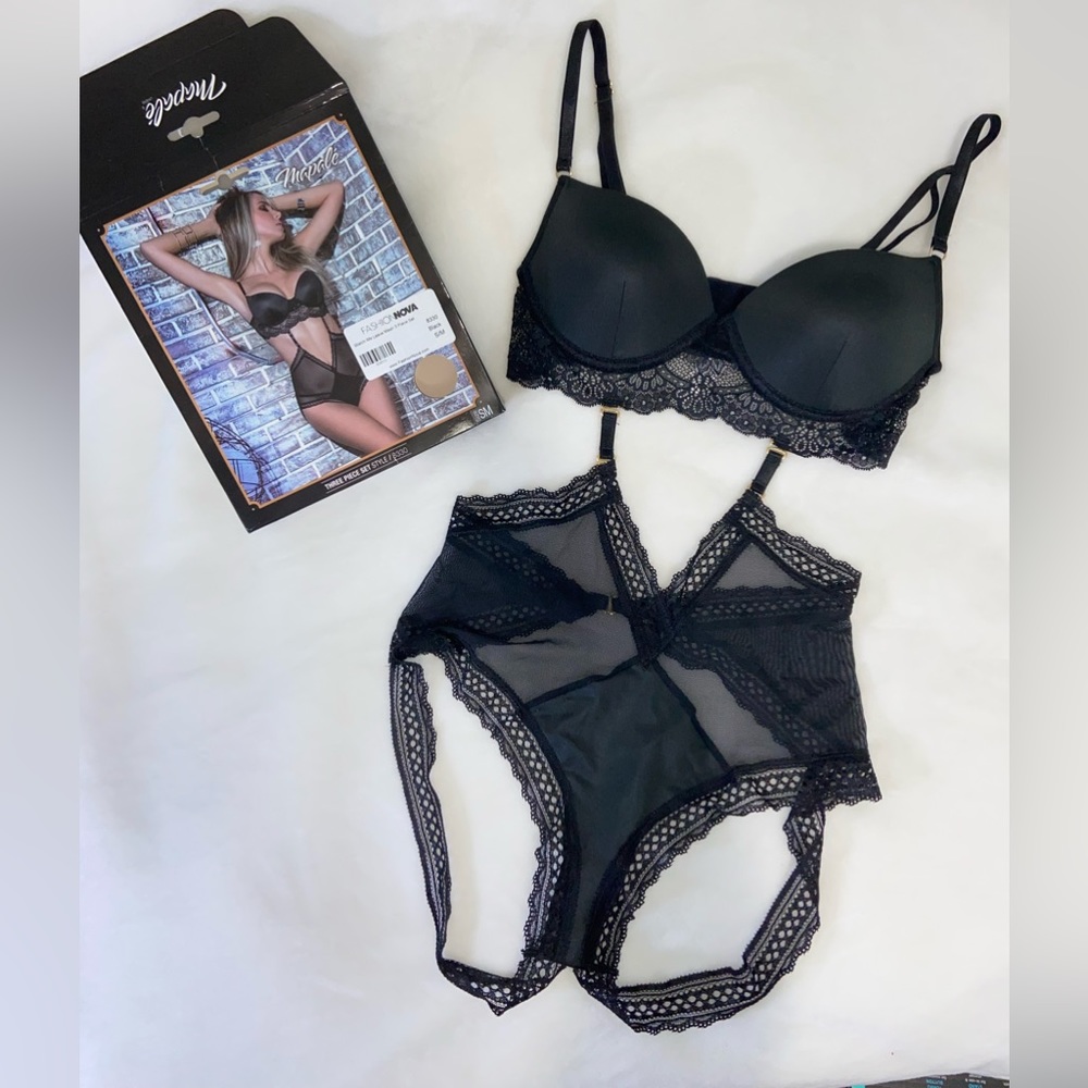Fashion Nova Watch Me Leave Mesh 3 Piece Set - Black - Picture 6 of 8